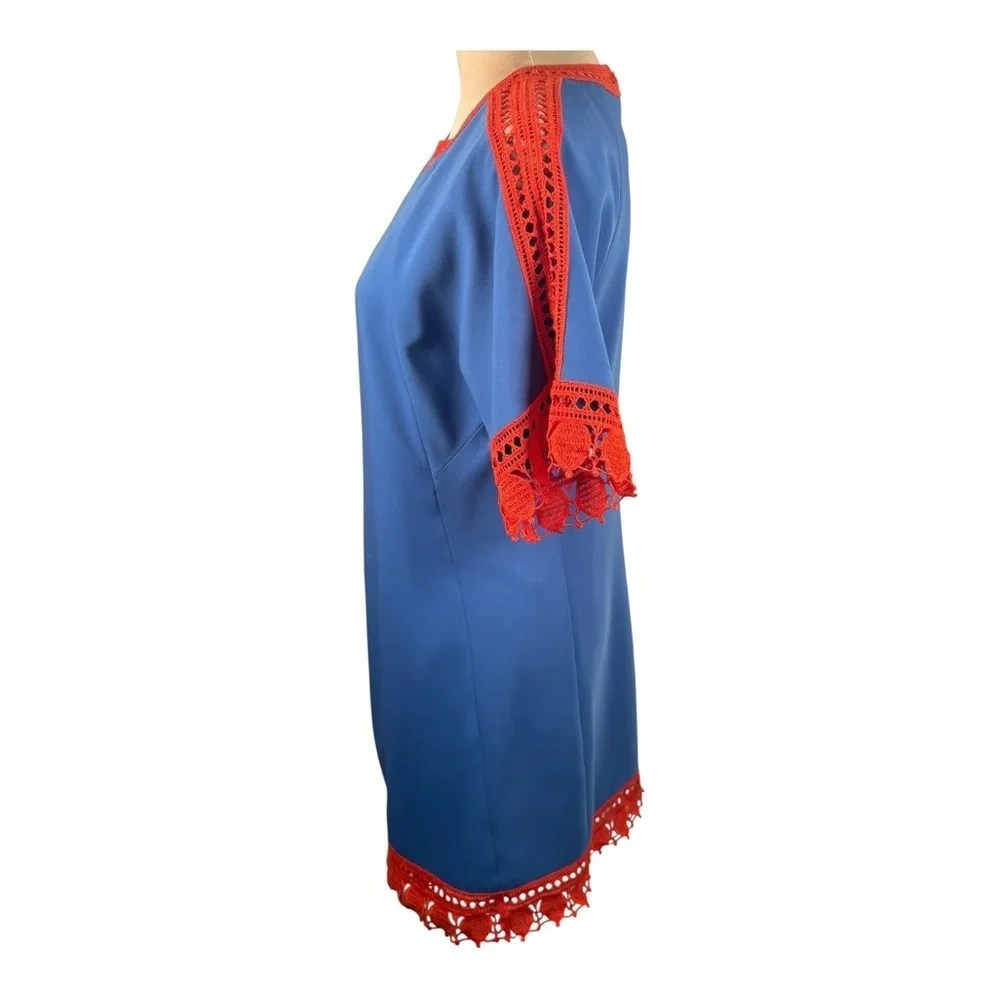 Tory Burch Marisa Lace Crochet Trim Runway Shift Dress Size 8